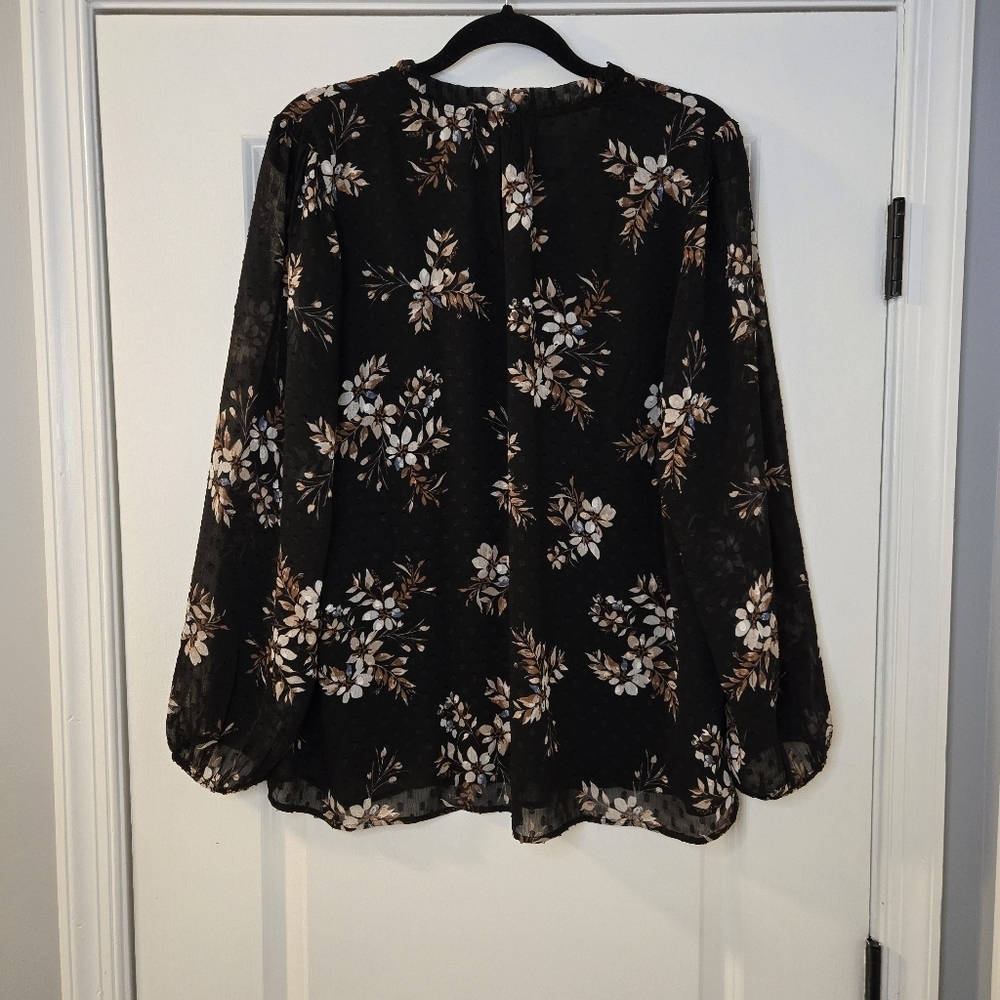 Hilary Radley Women's Floral Print Blouse Black Size XL - Picture 4 of 11